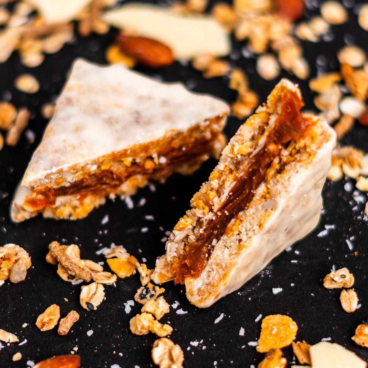 Alfajor de granola / Chocolate blanco x8