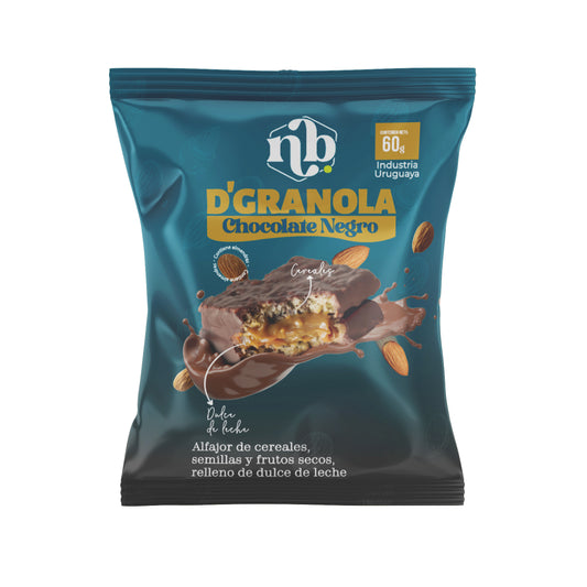 Alfajor de granola / Chocolate negro x 8