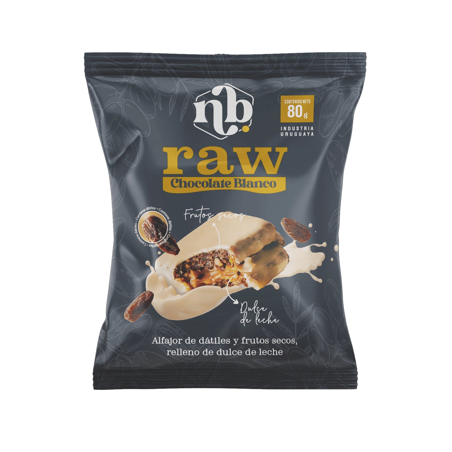 Alfajor datiles RAW / Chocolate blanco x8