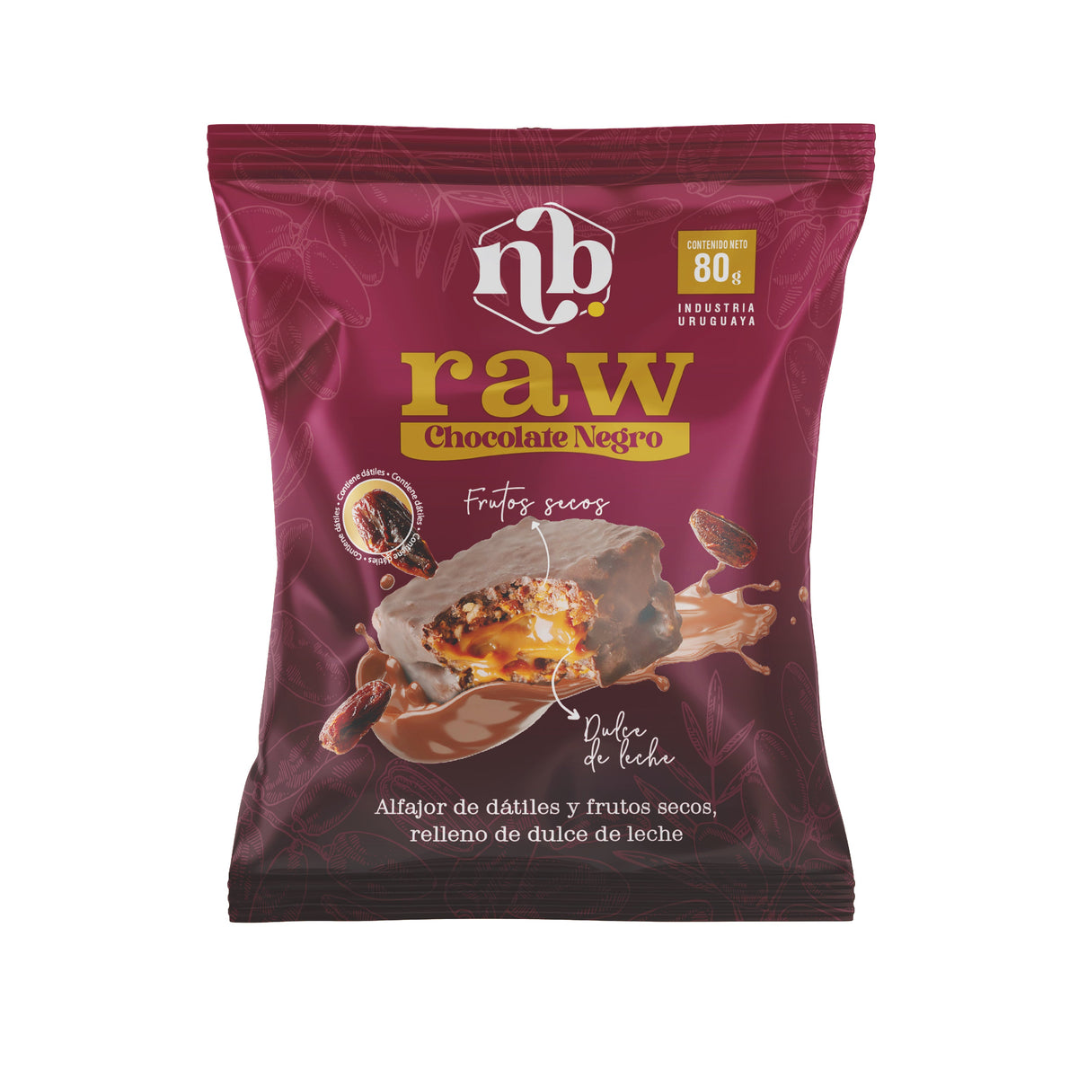Alfajor datiles RAW / Chocolate negro x8